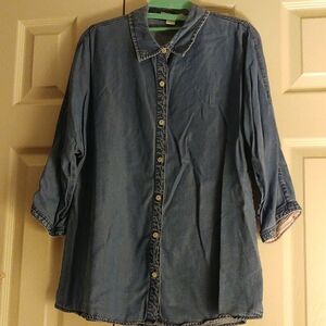 Coldwater Creek Blue Denim Button-Up Shirt